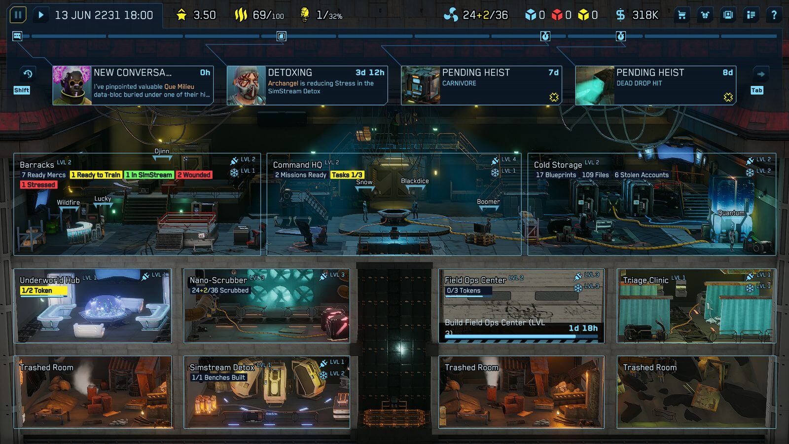 Barracks and crew management in Cyber Knights: Flashpoint