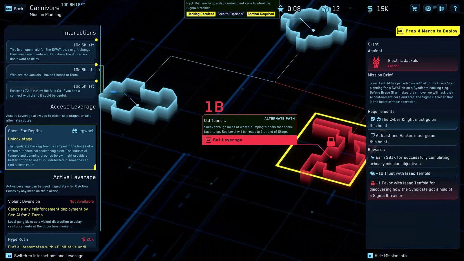 Mission briefing and heist planning in Cyber Knights: Flashpoint