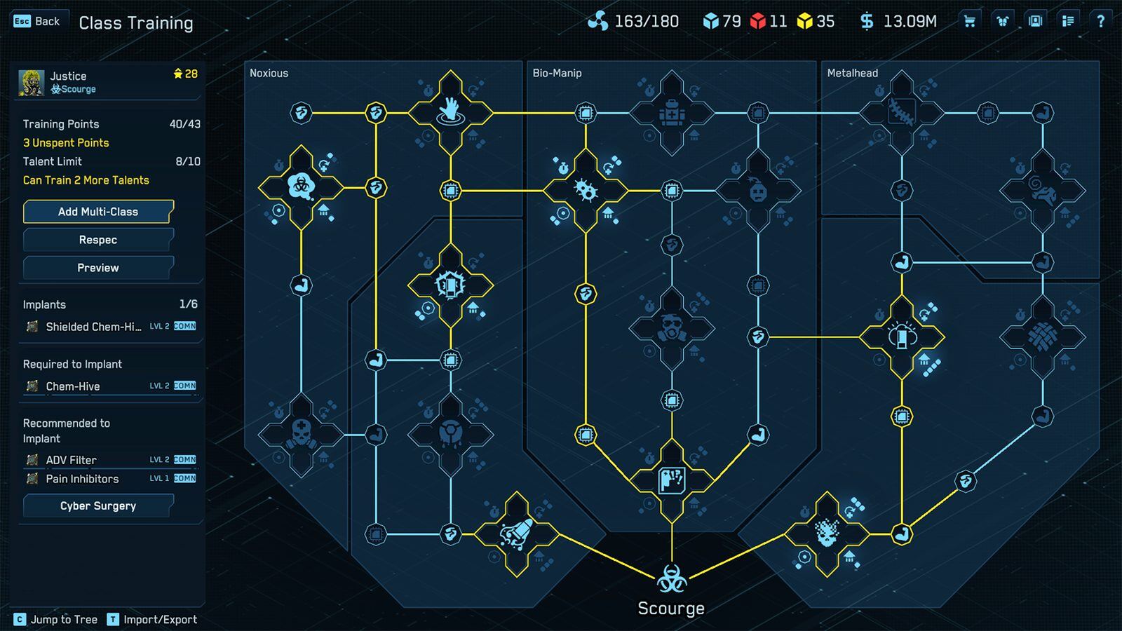 Talent tree and build planning in Cyber Knights: Flashpoint